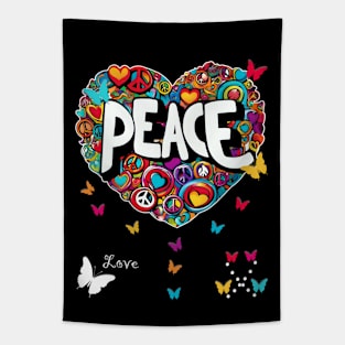 Colorful Butterfly Heart: Peaceful Harmony Graphic Tapestry