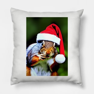 CUTE CHRISTMAS HAT SQUIRREL Pillow