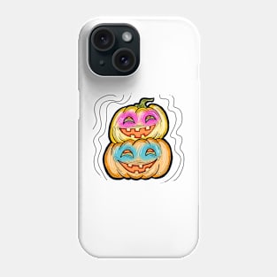 Scary Halloween pumpkin monster face head. Phone Case