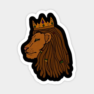 African Lion, Rasta, Dreadlocks, Lion with Crown Magnet