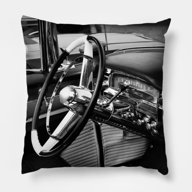 1954 cadillac, cockpit detail Pillow by hottehue