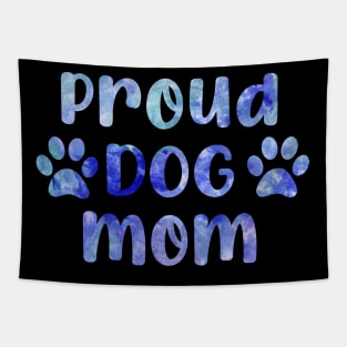 proud dog mom watercolor blue Tapestry