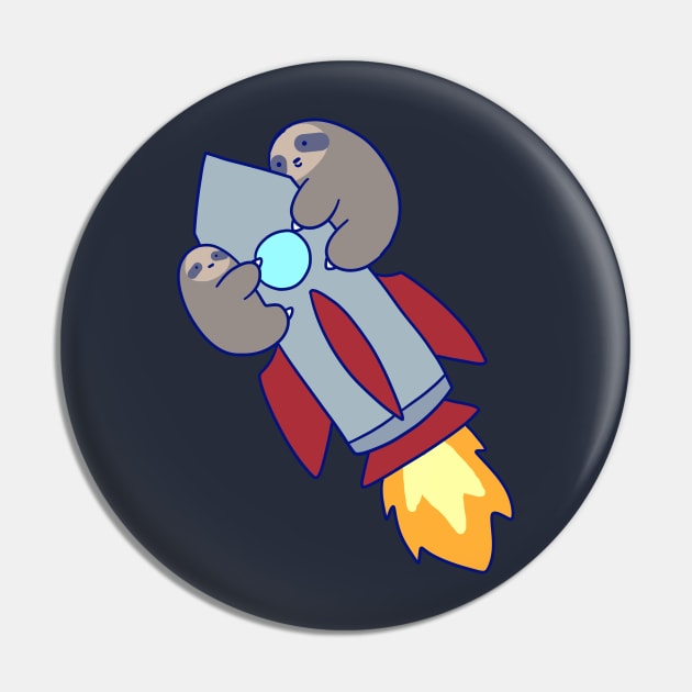 Rocket Ship Sloths Pin by saradaboru