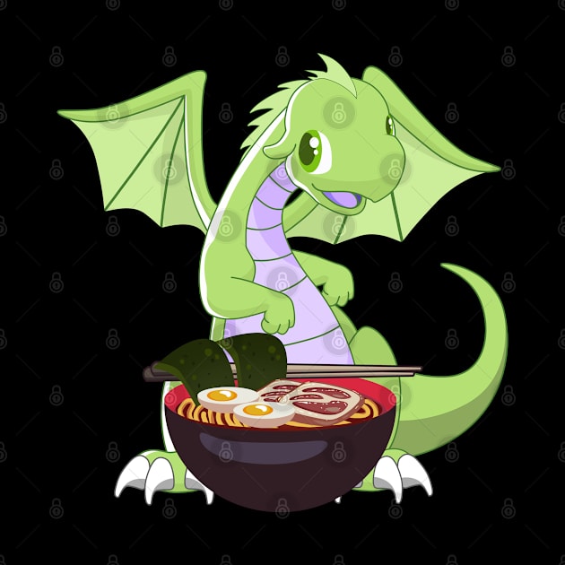 Chibi Anime Green Dragon Ramen Lover by TheBeardComic