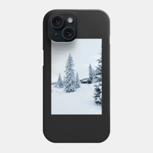Lonely House in Snow-Covered Scandinavian Winter Landscape (Norway) Phone Case