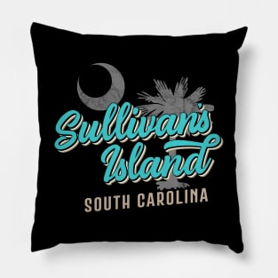 Sullivans Island South Carolina Vintage Script Palmetto Pillow