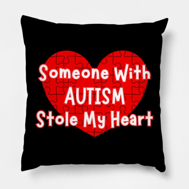 someone with autism stole my heart Pillow by style flourish