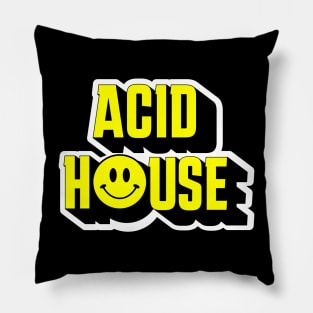 ACID HOUSE  - Smiley Font Pillow