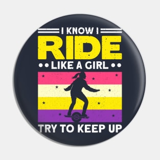 Funny Onewheel Girl Pin