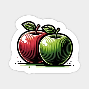 Apples Green Red Trees Fruit Vintage Magnet