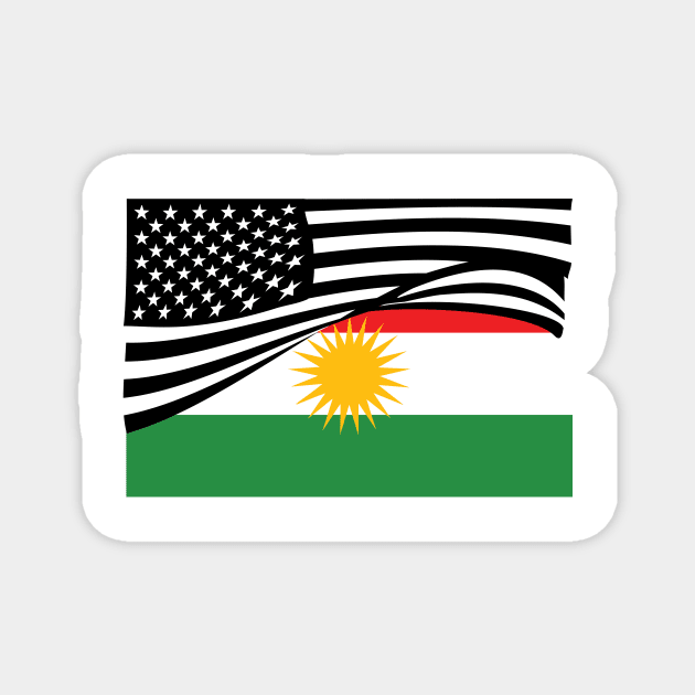 Kurdish Flag and American Flag Together Magnet by Pollylitical