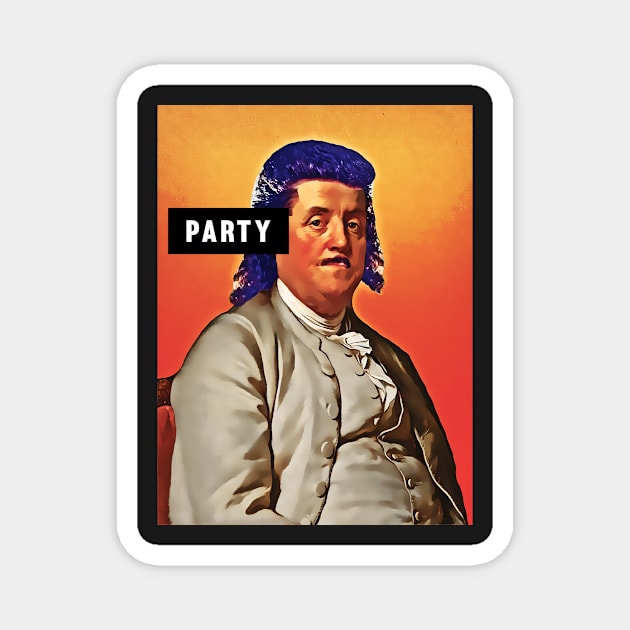 Party mullet Benjamin Franklin America 80's Magnet by Captain-Jackson