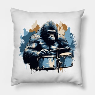 Gorilla playing drums Pillow