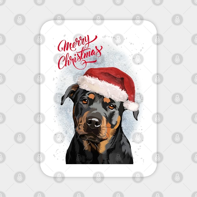 Rottweiler Merry Christmas Santa Dog Magnet by Puppy Eyes