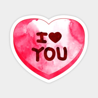 Watercolor Candy Heart I Love You Valentine Magnet