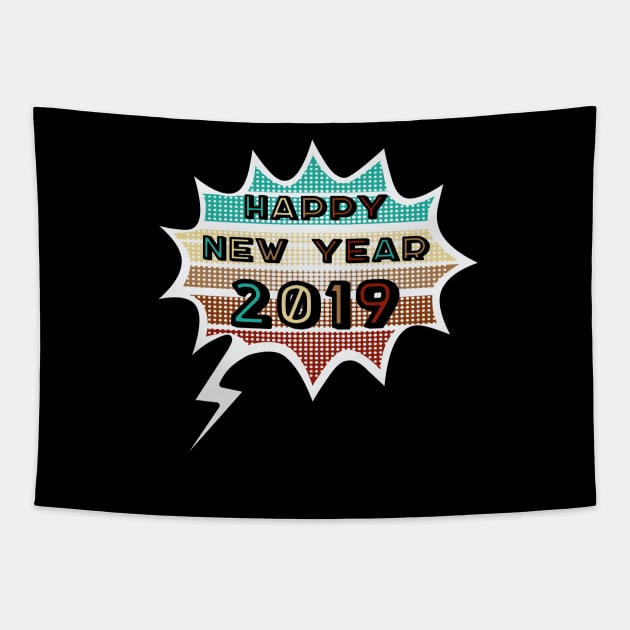 2019 Happy New Year Vintage Retro Tapestry by MasliankaStepan