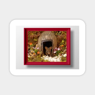 George the mouse in a log pile House Magnet