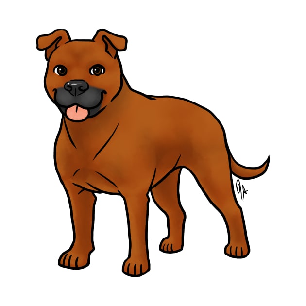 Dog - American Staffordshire Terrier - Natural Red by Jen's Dogs Custom Gifts and Designs