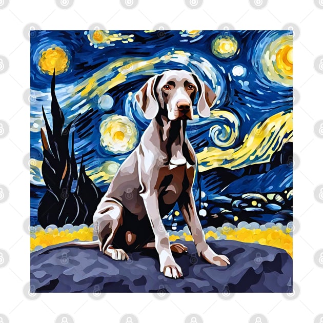 Weimaraner Night by Doodle and Things