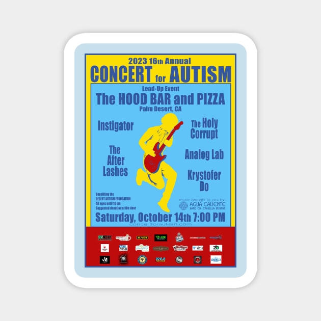 16th Annual Concert for Autism Lead-Up Event at the Hood flyer tshirit Magnet by ConcertforAutism