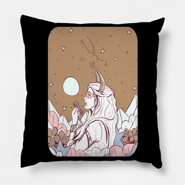 Taurus ghost girl Pillow by Swadeillustrations