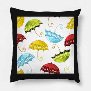 Flying Umbrellas Print Pillow