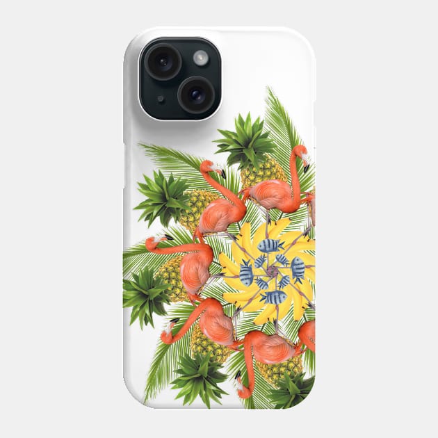 flamingos tropic mandala Phone Case by burenkaUA