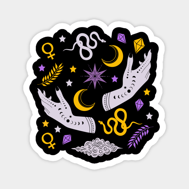 Modern Witch Wicca Occult Witchy Symbols Edit Magnet by Rike Mayer