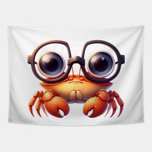 Cute little crab wearing glasses Tapestry