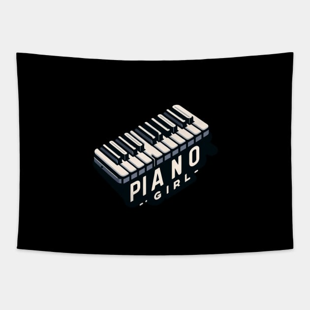 Keyboard Piano Girl Tapestry by WorldByFlower