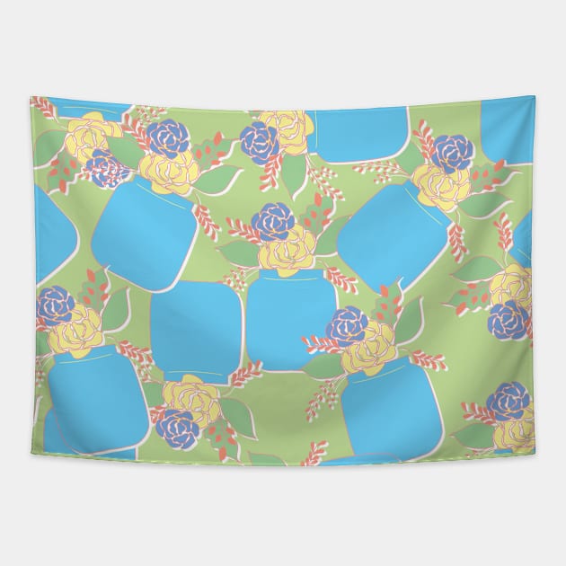 Flowers in pot Tapestry by Ammi