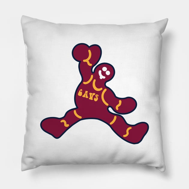 Jumping Cleveland Cavaliers Gingerbread Man Pillow by Rad Love