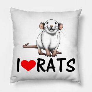 I LOVE RATS - White Pillow