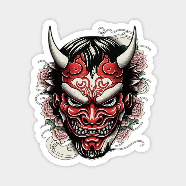 Japanese Hannya Mask - Traditional Demon Design for Japan Culture Lovers Magnet by RisingSunCreations