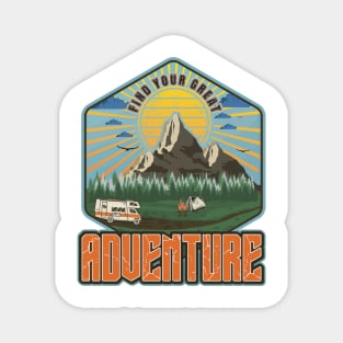 Find your great adventure, Camping RV outside vintage, Camping partners for life, find your wild Magnet