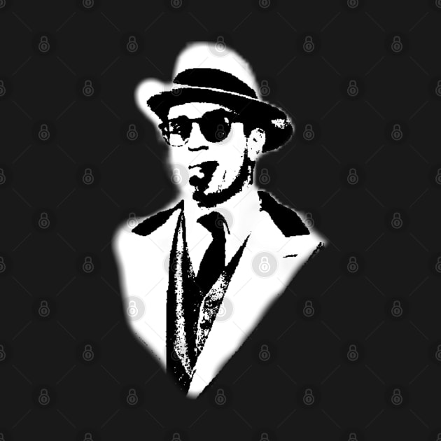 Robert De Niro smoking Al Capone mafia gangster movie Untouchables painting black and white by xsdni999