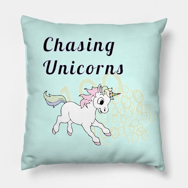 Chasing Unicorns Pillow by areyoutypeone