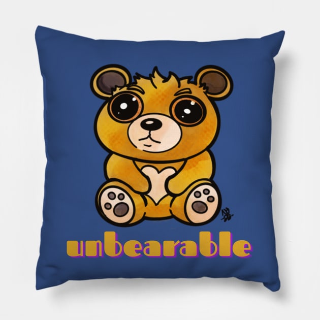 Kawaii Teddy Bear - Unbearable Pillow by Alt World Studios