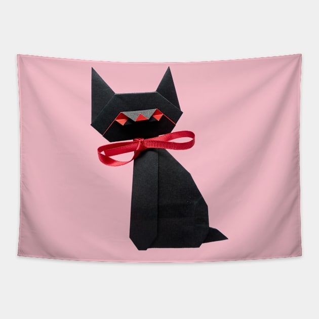 Origami Cute Black Cat Art of Paper Folding Passion Gift Tapestry by peter2art