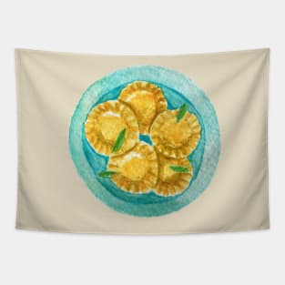 Ravioli pasta watercolour painting Tapestry