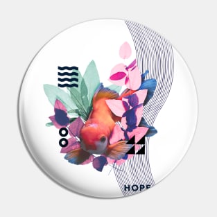 Surreal Floral Fish Modern Art with a Hidden Message Pin