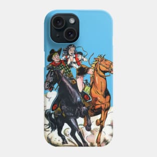 Running Horses West Cowboy Girl Vintage Comic Retro Cartoon Phone Case