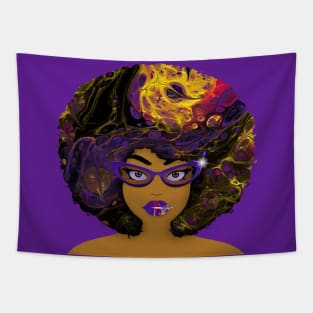 Galaxy Girl Purple Afro Tapestry