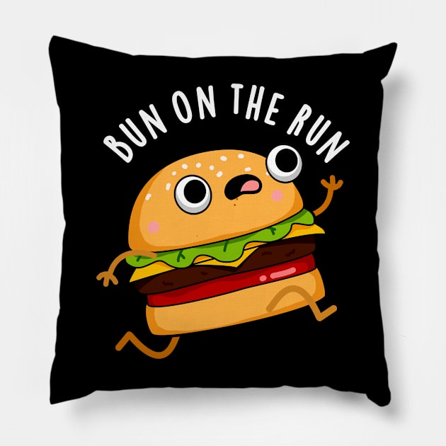 Bun On The Run Cute Food Pun Pillow by punnybone