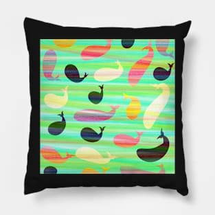 Colorful crayon whales Pillow