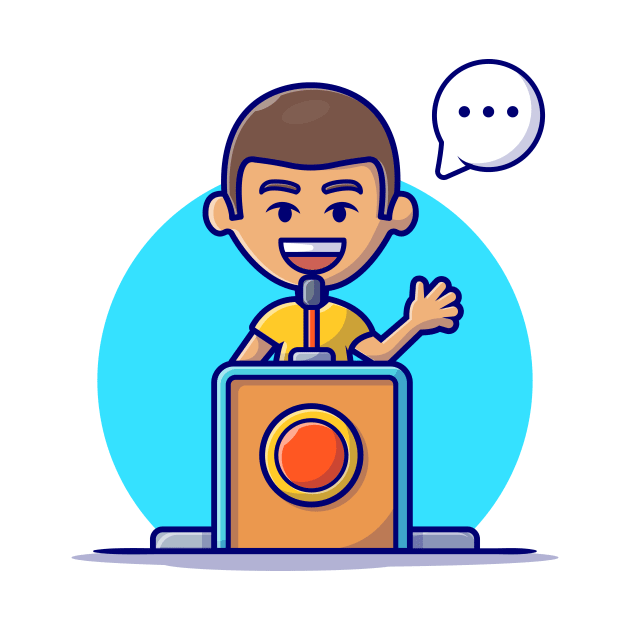 Cute People Talking On Pulpit Cartoon Vector Icon Illustration by Catalyst Labs