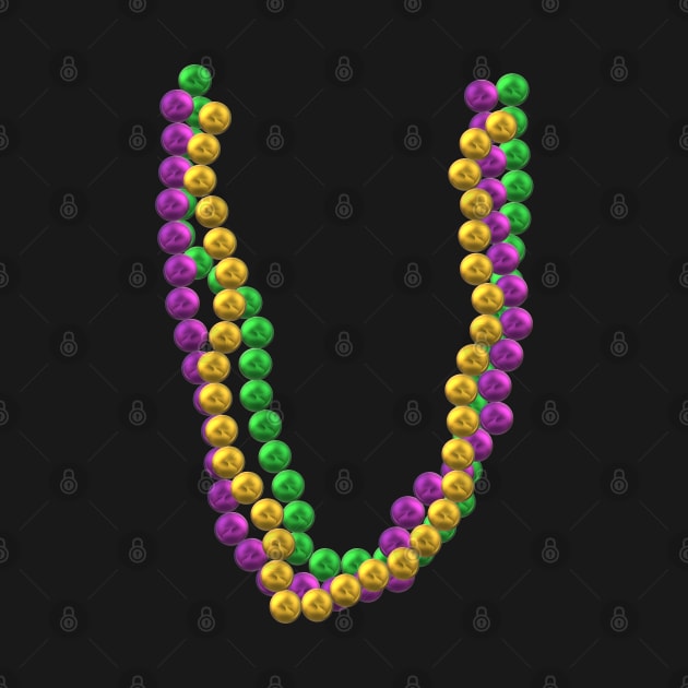 Mardi Gras Bead Necklaces in Purple, Green and Gold (Black Background) by Art By LM Designs 