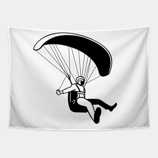 Pilot Flying Paraglider Paragliding Mascot Black and White Retro Tapestry