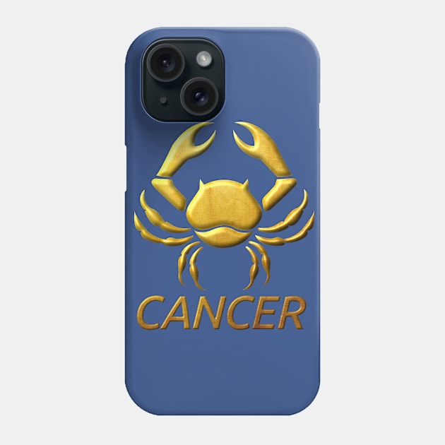 Golden Cancer Zodiac Sign Relief Stamped In Gold Phone Case by peter2art