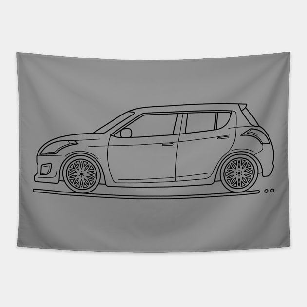 yellow hatchback car B Tapestry by garistipis